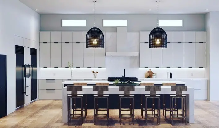 Modern custom cabinetry and countertops completed during Kitchen and Bathroom Remodeling in Sunrise Manor